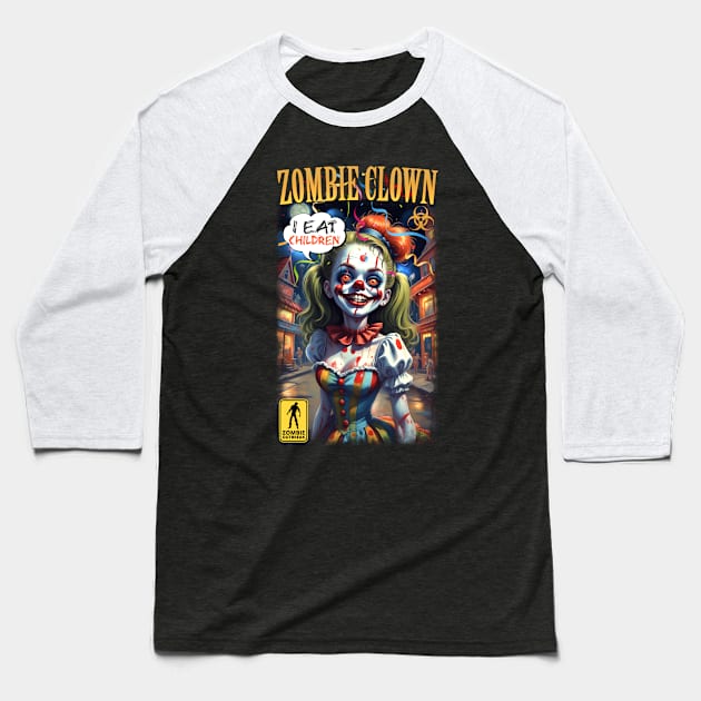 Zombie Clown Baseball T-Shirt by KawaiiDread